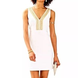 Lilly Pulitzer Eliot Embellished Shift Dress in Resort White Size 0 NWT $238